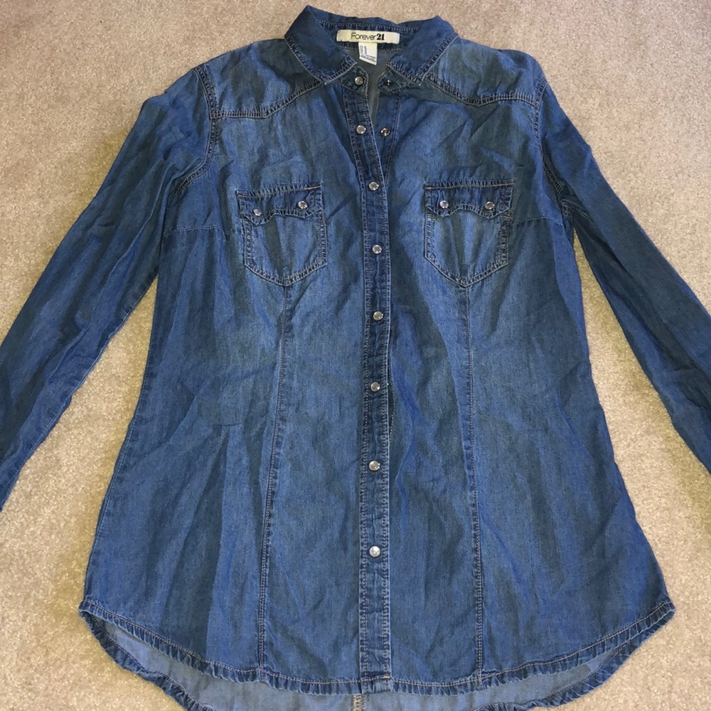 Jean button up top